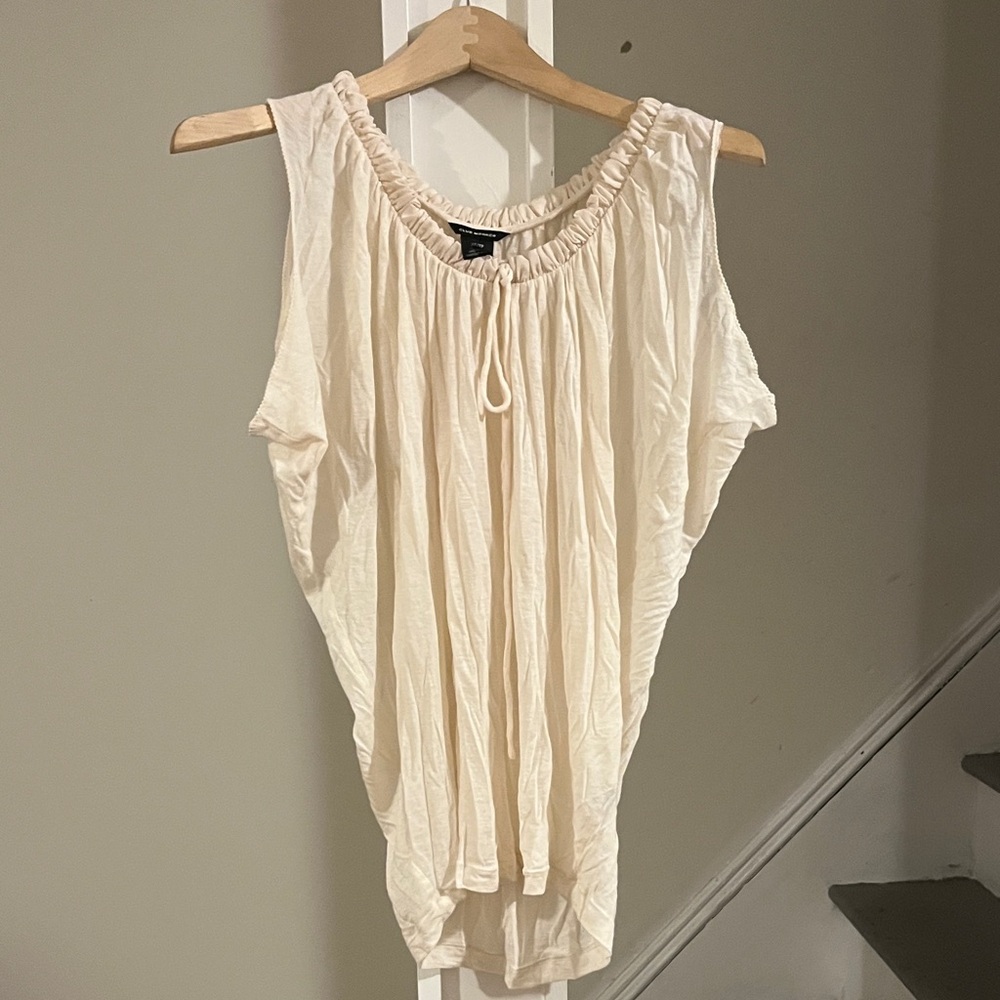 Club Monaco Cream Gathered Blouse